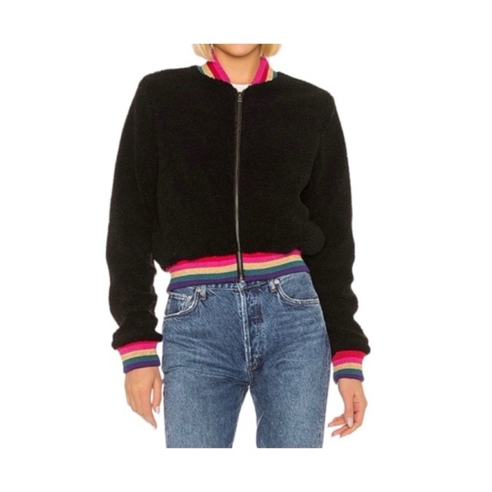 Spiritual Gangster Bomber Jacket with Multicolor Trim